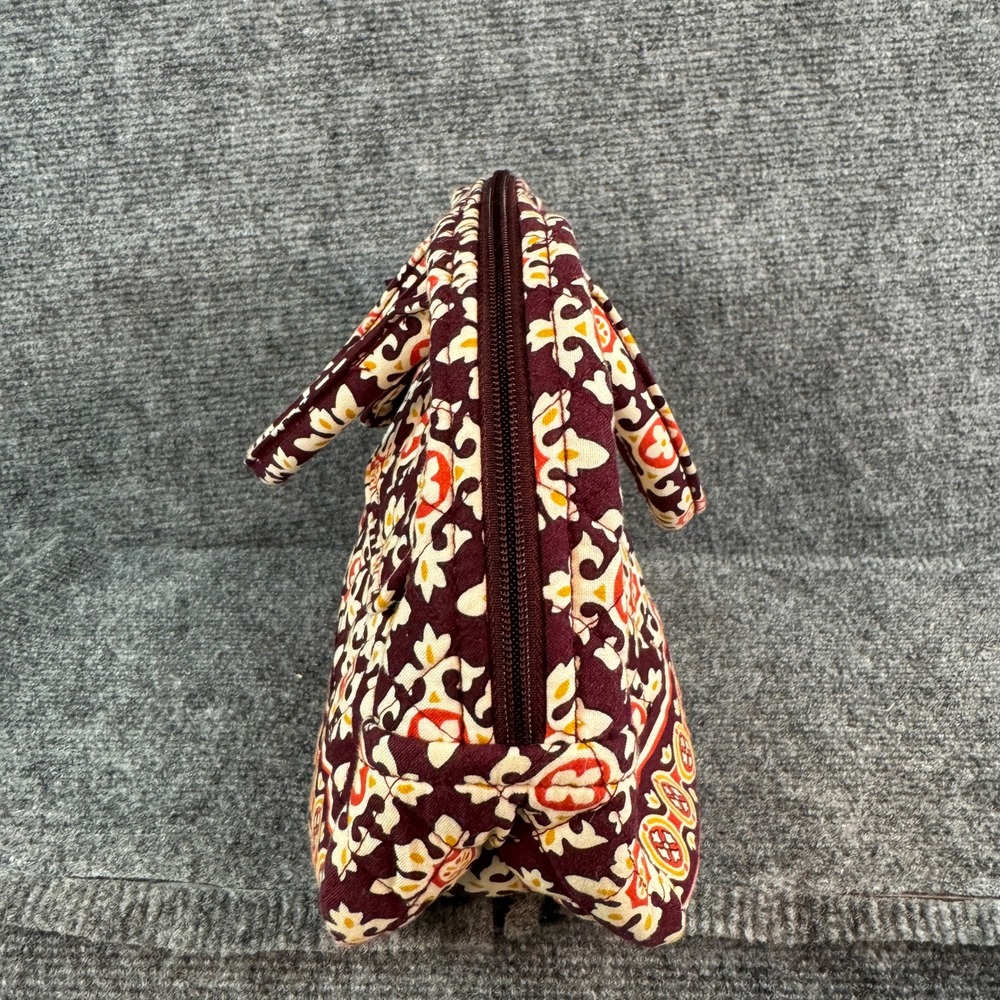 Vera Bradley Quilted Handbag Burgundy Floral Tapestry Zip Satchel Pockets - Picture 3 of 11